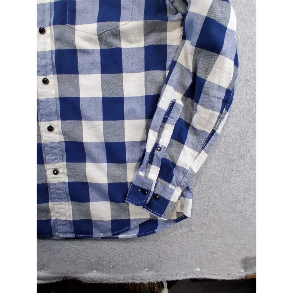 Banana Republic Flannel Shirt Mens Small Blue Buffalo Check Slim Fit Button Down